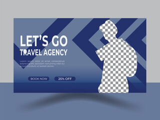 Travel youtube thumbnail or video thumbnail cover banner social media post and web banner template.