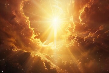 God light shining from heaven, divine visualization, spiritual concept, digital illustration