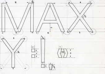 Handgezeichneter Schriftentwurf serifenlose Buchstaben - Max