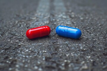 Red Pill or Blue Pill Concept, Choice Between Truth and Illusion, Reality and Belief