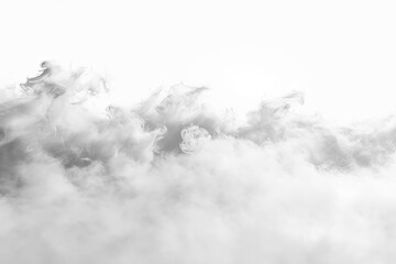Fototapeta na wymiar Soft white fog or smoke on plain white background, misty air effect abstract illustration