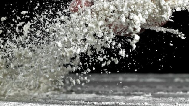 Super slow motion flour. High quality FullHD footage