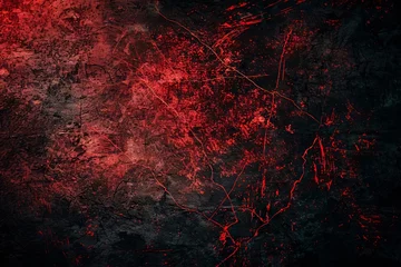 Fotobehang Dark red and black abstract background with rough texture and bright light glow, grunge design © furyon