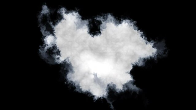 White thundercloud on a black background, 3D render.