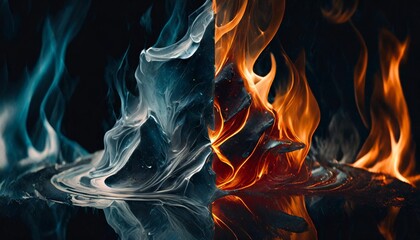 abstract fire and ice element against each other background hot and cold illustration