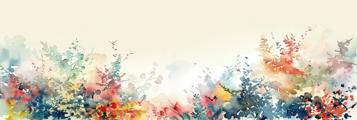 Obraz premium Watercolor painting depicting vibrant and colorful flowers against a pristine white background