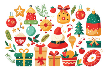 christmas decorative items over white mega set
