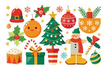 christmas decorative items over white mega set