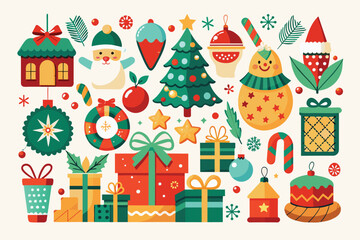 christmas decorative items over white mega set