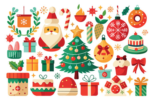 christmas decorative items over white mega set