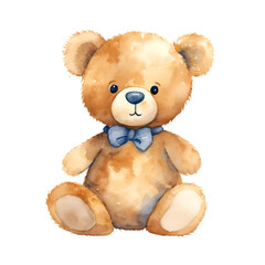Fototapeta premium Cuddly Teddy Bears Simple Watercolor Cartoon Characters