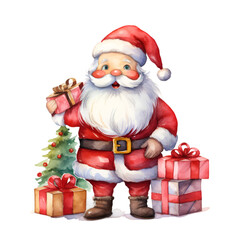 Cute Christmas Santa Claus with Gift Boxes