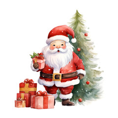 Cute Christmas Santa Claus with Gift Boxes