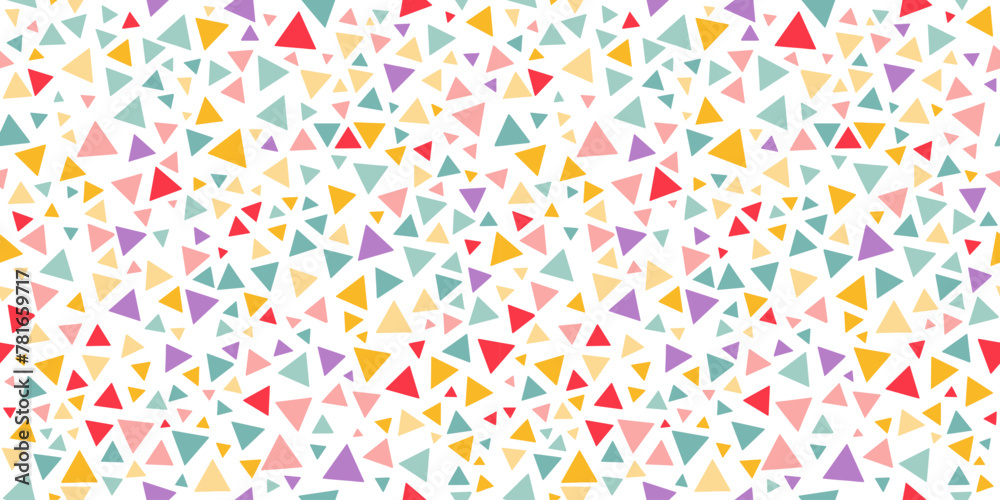 Fototapete Geometric Seamless Pattern. Vector Abstract Background with Triangle Shapes. Vibrant Colorful Random Colored Texture