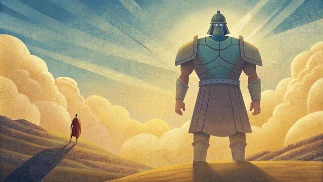 As Goliath towered over him David looked up and saw soing glimmering in the distance. It was the armor of God a symbol of divine protection and