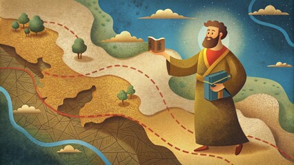 With each journey marked on the map its as though we are able to physically follow in the footsteps of the Apostle Paul gaining a deeper - obrazy, fototapety, plakaty