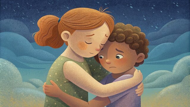 Two siblings separated by distance and time finally reuniting and embracing each other with tears of forgiveness realizing their bond is