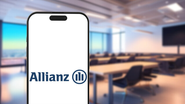 New York, USA - 26 March 2024: Allianz Company Logo on Phone, Illustrative Editorial