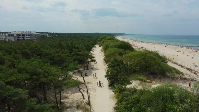 Promenade Beach Rowy Plaza Deptak Aerial View Poland