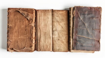 An antique tome bound in leather with a leather strap
