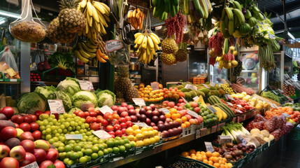 Fototapeta na wymiar Fruits and vegetables on local farm market