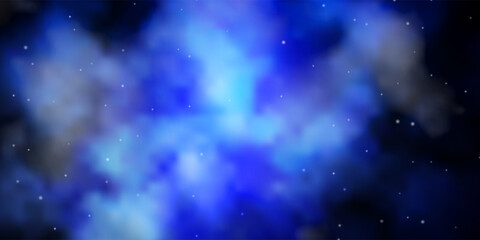 Dark BLUE vector texture with beautiful stars.