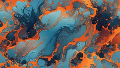 liquid abstract background fiery orange and blue