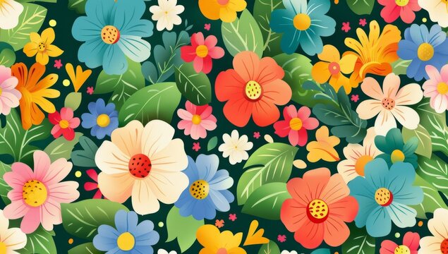 KS Colorful_spring_floral background vector illustration