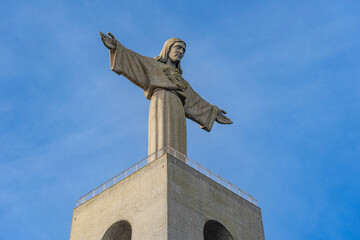 top part of the statue of Christ the King of Almada.