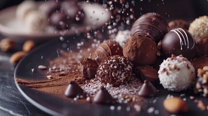 delicious chocolate truffle - obrazy, fototapety, plakaty