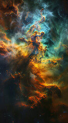 Obraz na płótnie Canvas Cosmic Inferno: A Fiery Nebula in Deep Space