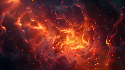 Cosmic Inferno: A Fiery Nebula in Deep Space - obrazy, fototapety, plakaty
