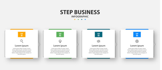 Obraz premium infographics design template. timeline with 4 steps, options. can be used for workflow diagram, info chart, web design. vector illustration.
