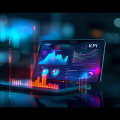 KPI Key Performance Indicator Business Technology Concept ,big data analytics and business intelligence, review system to strategic business planning concepts, screens chart analysis