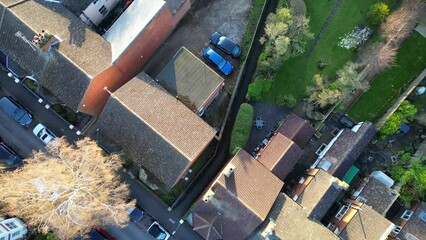 Aerial Footage of Central Leighton Buzzard Town of England UK. March 29th, 2024