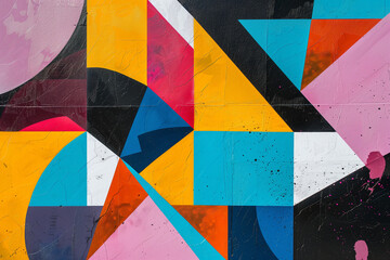 Geometric shapes in dynamic composition, eye-catching abstract design.