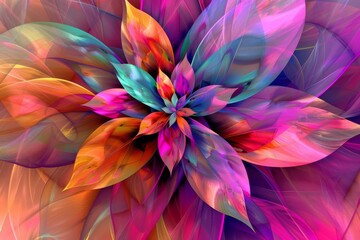 abstract colorful flower design vibrant and artistic floral pattern digital art - obrazy, fototapety, plakaty