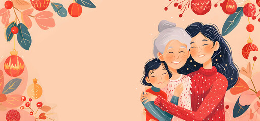 modern mother's day card. copy space. AI generative