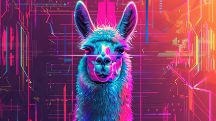 Llamas and AI: A Vibrant Fusion Celebrating South America's Spirit - obrazy, fototapety, plakaty