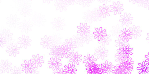Light Purple vector doodle pattern with flowers.