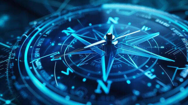 Abstract interpretation of strategic business direction with a compass motif, symbolizing navigation and alignment towards goals