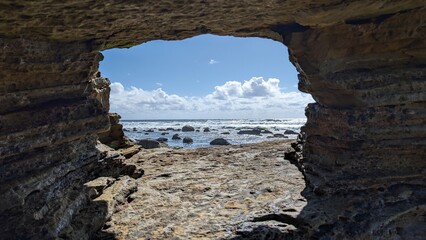 View of beach from rock view hole