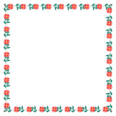 Vector hand drawn spring floral frame on white