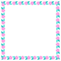 Vector hand drawn spring floral frame on white