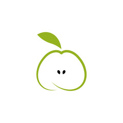 logo green cut apple icon juice vector