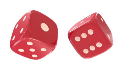 Two red dice, isolated on White