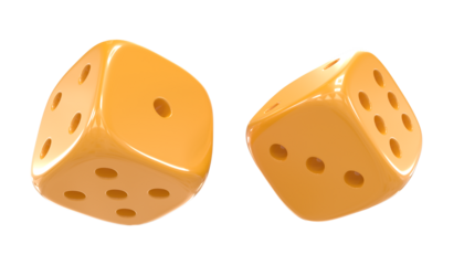 Two Yellow dice, isolated on White