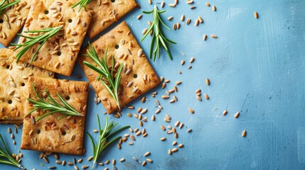 Close up of crackers and rosemary - Powered by Adobe