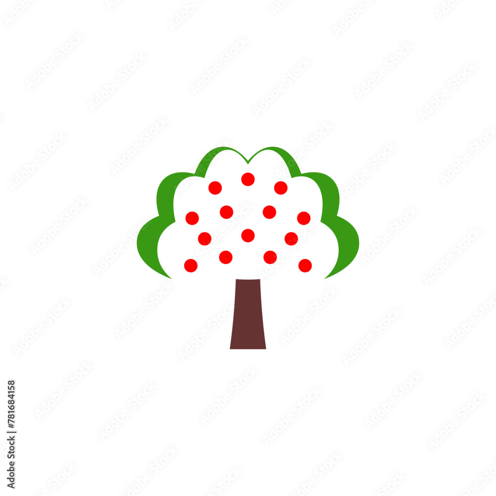 Wall mural red apple tree plant vector logo icon