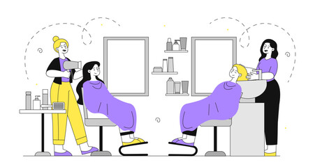 Hairdresser salon vector linear